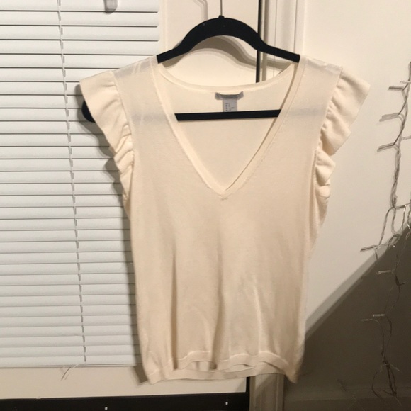 Fitted V-neck sweater with ruffle sleeve detail - Picture 2 of 3